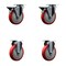 Service Caster 5'' Red Poly Wheel Swivel Top Plate Caster Set with 2 Posi Brakes 2 Rigid, 4PK SCC-20S514-PPUB-RED-PLB-2-R-2 - alternate 1